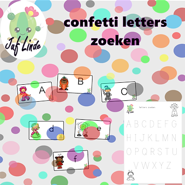 Lesmateriaal confetti letters zoeken van auteur juf Linde