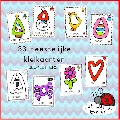 Lesmateriaal 33 feestelijke kleikaarten van auteur juf Evelien