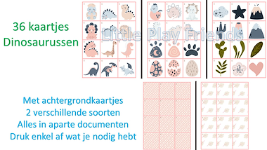 Lesmateriaal Memory - pastel dino's van auteur Little Play Friends slide 3