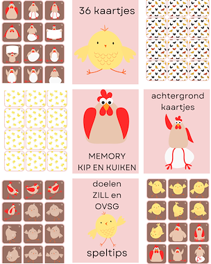Lesmateriaal Memory kippen en kuikens van auteur Little Play Friends