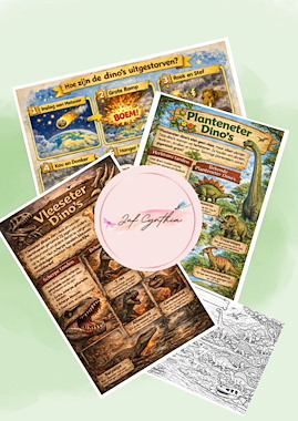 Lesmateriaal A3 prenten thema dinosaurussen / prent voor interactieve les van auteur Juf_Cynthia_