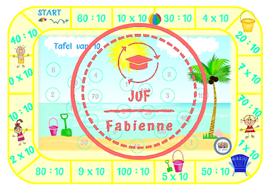 Lesmateriaal Tafel van 10 - Spelbord - Strand. van auteur Juf_Fabienne