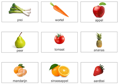 Lesmateriaal KLEIN Prikkelarme labels groenten & fruit leefhoek of winkel van auteur Tine Bols