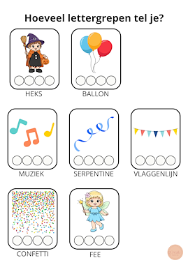 Lesmateriaal lettergrepenspel: thema carnaval van auteur CreaLi slide 3