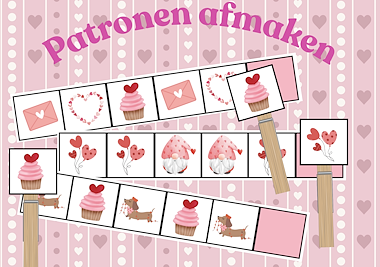 Lesmateriaal Thema valentijn:patronen afmaken van auteur Juf Katy