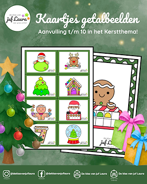 Lesmateriaal Kerst - Kaartjes getalbeelden (aanvulling) van auteur De klas van juf Laura slide 1