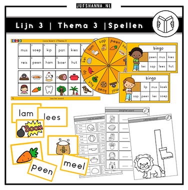 Lesmateriaal Lijn 3 | Thema 3 | Lees/spellenpakket van auteur Juf Shanna slide 2