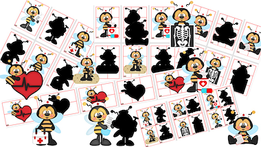 Lesmateriaal Puzzels ziek zijn, ziekenhuis, dokter: kleur en schaduwbeeld van auteur Little Play Friends slide 2