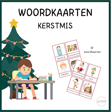 Lesmateriaal woordkaarten Kerstmis van auteur Juf Steffi