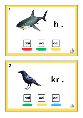 Lesmateriaal Pakket aai, ooi, oei met 8 spellen van auteur de beweegjuf