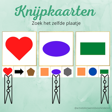 Lesmateriaal Vormen - knijpkaarten zelfde plaatje  van auteur Nanny Melissa