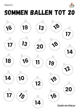 Lesmateriaal Sommen tot 20 ballen Kerst lampje van auteur de beweegjuf slide 2