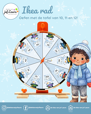 Lesmateriaal Winter - Ikea rad - Tafel van 10, 11 en 12 van auteur De klas van juf Laura