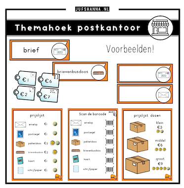 Lesmateriaal Thema post | Themahoek postkantoor van auteur Juf Shanna slide 2