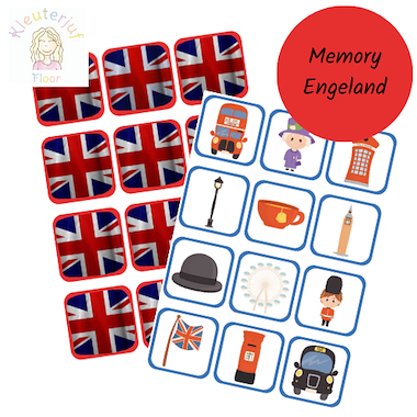 Lesmateriaal Memory Engeland van auteur Kleuterjuf_floor