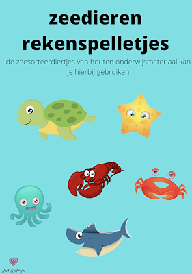 Lesmateriaal rekenspelletjes thema zomer, zeedieren van auteur Juf Katrijn