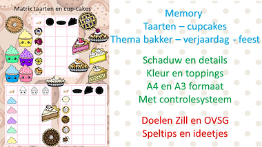 Lesmateriaal Matrix - taarten en cupcakes van auteur Little Play Friends slide 2