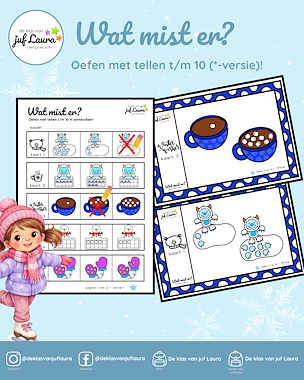 Lesmateriaal Winter - Wat mist er? - Tellen t/m 10 (*) van auteur De klas van juf Laura