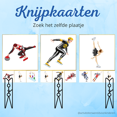Lesmateriaal olympische winterspelen - knijpkaarten zelfde plaatje van auteur Nanny Melissa