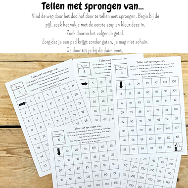 Lesmateriaal Tellen met sprongen van doolhof tafels rekenspel keersommen van auteur My Teacher Shares slide 2