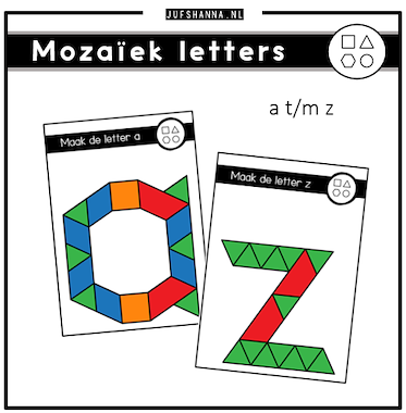 Lesmateriaal Kaartjes mozaïek letters van auteur Juf Shanna