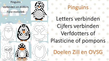 Lesmateriaal pinguïns - stippen verbinden en dotters van auteur Little Play Friends