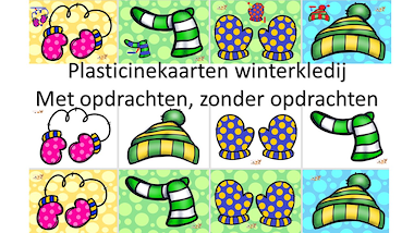Lesmateriaal plasticine kaarten thema winter: kledij en uilen van auteur Little Play Friends slide 3