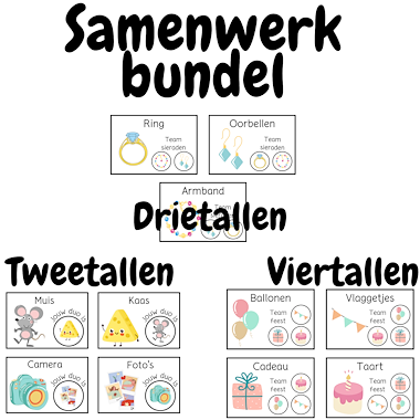 Lesmateriaal Samenwerk bundel | Samenwerk kaartjes groepjes van 2, 3 en 4 van auteur My Teacher Shares