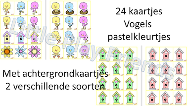 Lesmateriaal memory - vogels in pastelkleurtjes van auteur Little Play Friends slide 2
