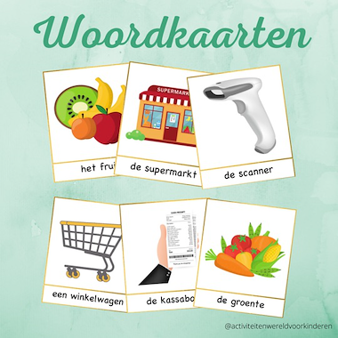 Lesmateriaal Supermarkt - woorkaarten van auteur Nanny Melissa