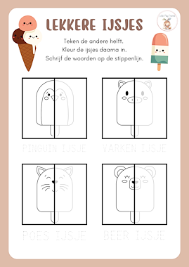 Lesmateriaal Teken de andere helft: ijsjes van auteur Little Play Friends slide 4