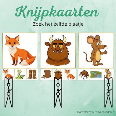 Lesmateriaal De Gruffalo - Knijpkaarten zelfde plaatje van auteur Nanny Melissa