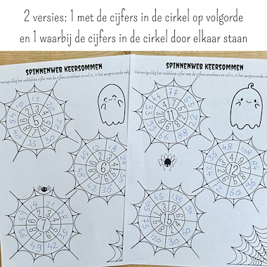 Lesmateriaal Spinnenweb keersommen rekenen herfst halloween tafels van auteur My Teacher Shares slide 4