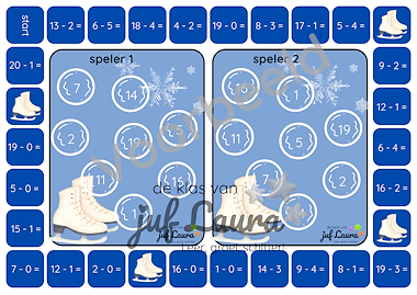 Lesmateriaal Winter - Bingospel voor 2 - Sommen t/m 20 van auteur De klas van juf Laura slide 3