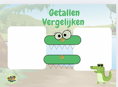 Lesmateriaal getallen vergelijken met de krokodil van auteur samensterkleren slide 1