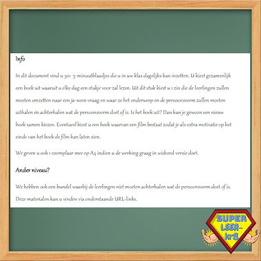 Lesmateriaal 5 minuut blaadjes Taalbeschouwing Ond. + PV + PV doet of is  van auteur Superleerkracht slide 3