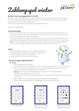 Lesmateriaal Winter - Zaklampspel - Buurgetallen t/m 10 van auteur De klas van juf Laura slide 4