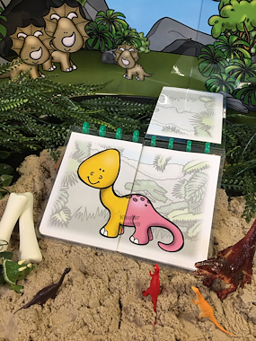 Lesmateriaal THEMABUNDEL: JONGSTE KLEUTERS - OP STAP MET DINO'S van auteur Kleuter Kriebels slide 4
