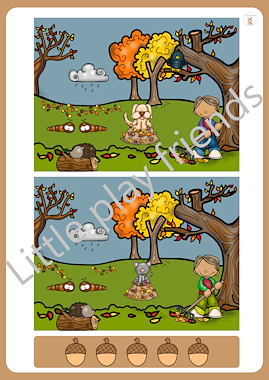 Lesmateriaal Herfst: zoek de verschillen van auteur Little Play Friends slide 2