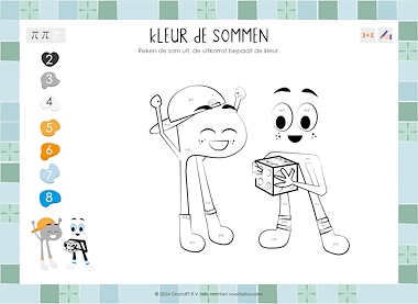 Lesmateriaal GrandPi - Het vormen doeboek vierkanten - Kleur de Sommen  van auteur GrandPi slide 1
