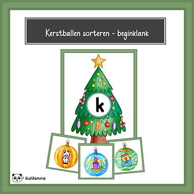 Lesmateriaal Kerstballen sorteren - beginklank van auteur Juf Janina slide 1