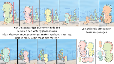 Lesmateriaal Zeepaardjes meten met duploblokken van auteur Little Play Friends slide 2