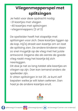 Lesmateriaal Vliegenmepperspel splitsen van auteur de beweegjuf slide 4