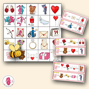 Lesmateriaal BEE-BOT® mat activiteit: Codeer VALENTIJN items nr elkaar van auteur LDN Clipart slide 2