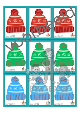 Lesmateriaal Mutsen sommen tot 100 voor het lampje van auteur de beweegjuf slide 1