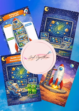 Lesmateriaal Prenten thema de ruimte 🌙🚀 van auteur Juf_Cynthia_ slide 2