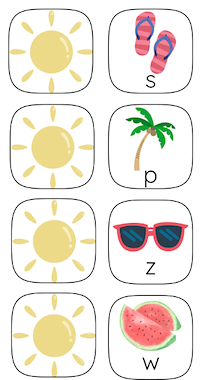 Lesmateriaal Lichttafel kaartjes, thema: Zomer. Beginletter/woordenschat. van auteur Kleuterjuf Monique