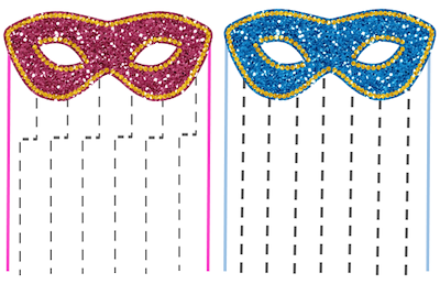 Lesmateriaal knippatronen - thema carnaval  van auteur Juf Sofie