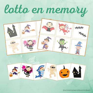 Lesmateriaal Lotto/memory halloween van auteur Nanny Melissa