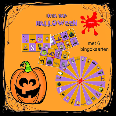 Lesmateriaal ikea rad Halloween met 6 bingokaarten van auteur juf Karen